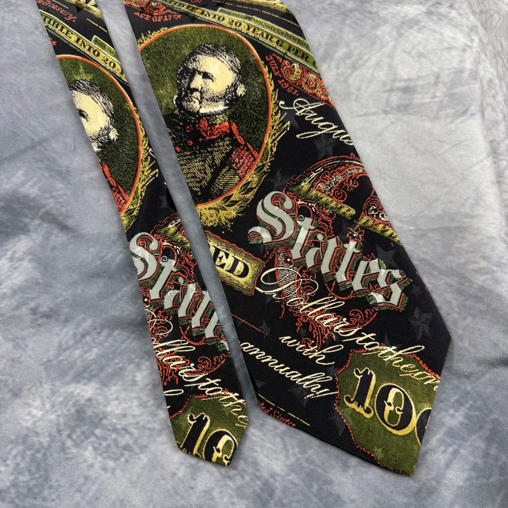Tango by Max Raab Americana Series Old Money Silk Tie Vintage Currency Print
